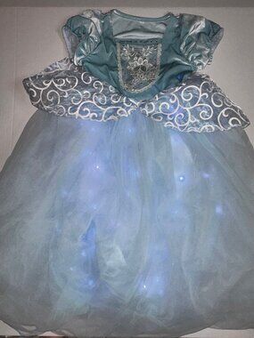 Light Blue Princess Dress Costume Girls Size 7/8 Lights Up! Halloween #711